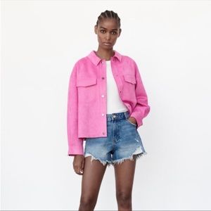 Zara Fuchsia Faux Suede Overshirt